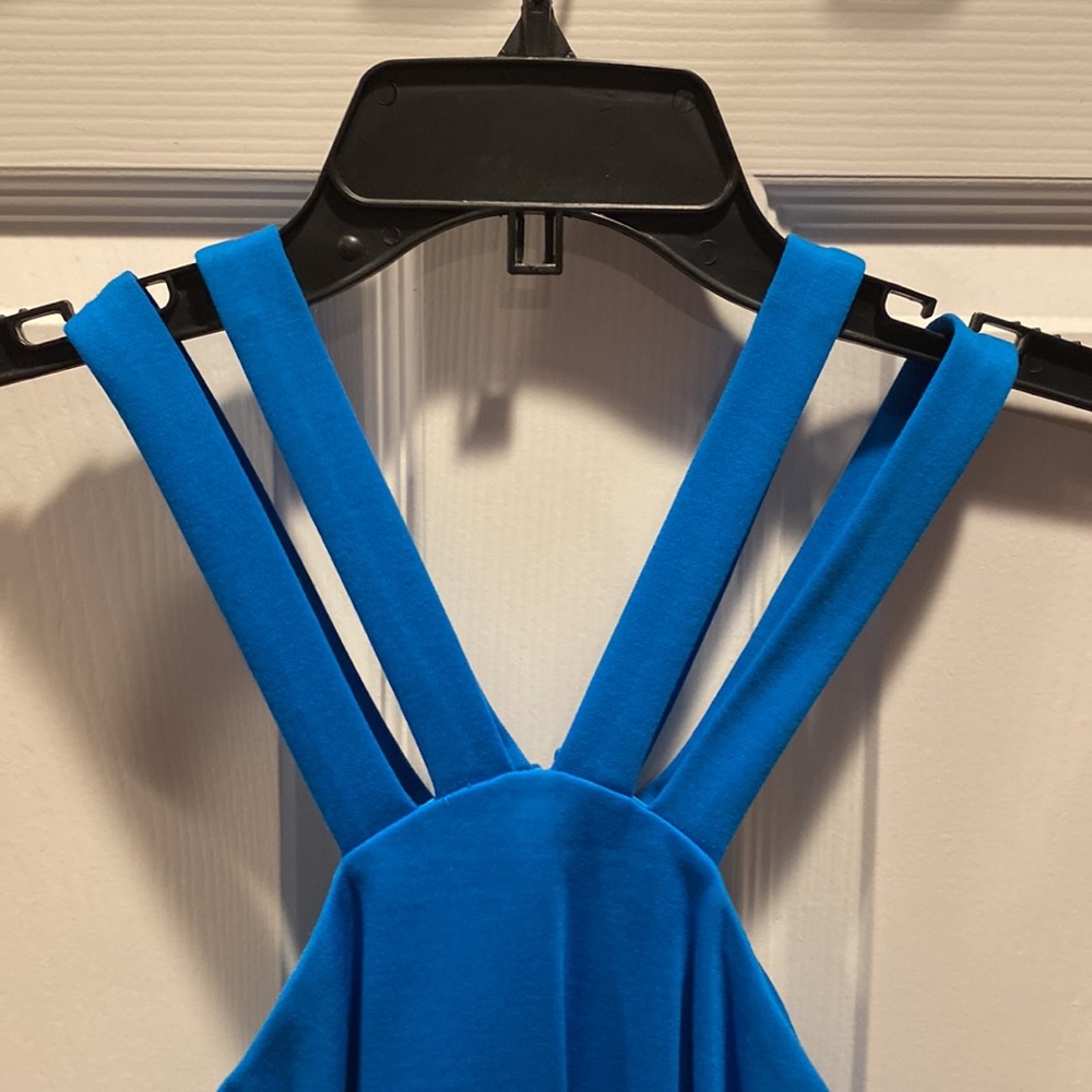 Cynthia Steffe Midi Dress Halter Neck Knee Length Blue Size 10 - Picture 6 of 17